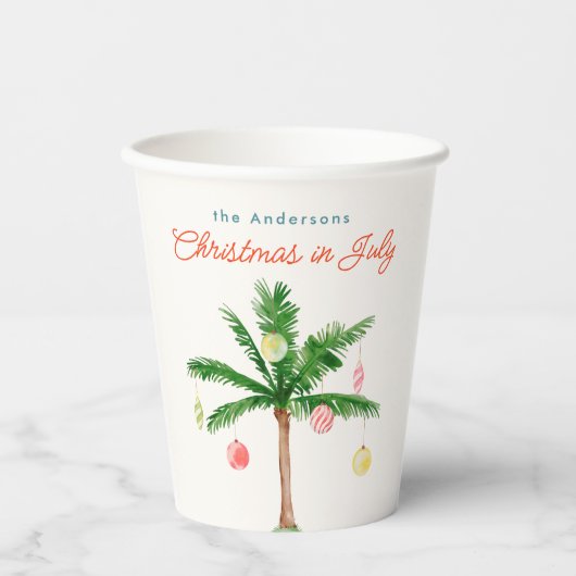 Palm Tree Weihnachten im Juli Sommer Party Waterco Pappbecher (Vorderseite)