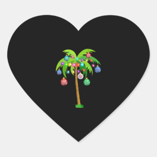 Palm Tree Weihnachtslicht Funny Beach Sommer Herz-Aufkleber