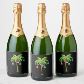 Palm Tree Weihnachtslicht Funny Beach Sommer Schaumweinetikett (Flaschen)