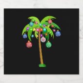 Palm Tree Weihnachtslicht Funny Beach Sommer Schaumweinetikett (Einzelnes Label)