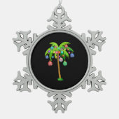 Palm Tree Weihnachtslicht Funny Beach Sommer Schneeflocken Zinn-Ornament (Vorderseite)