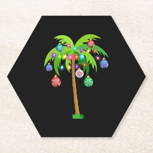 Palm Tree Weihnachtslicht Funny Beach Sommer Untersetzer (Vorderseite)