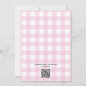 Palm Tree White Pink Checkered QR Code Bridal Einladung (Rückseite)