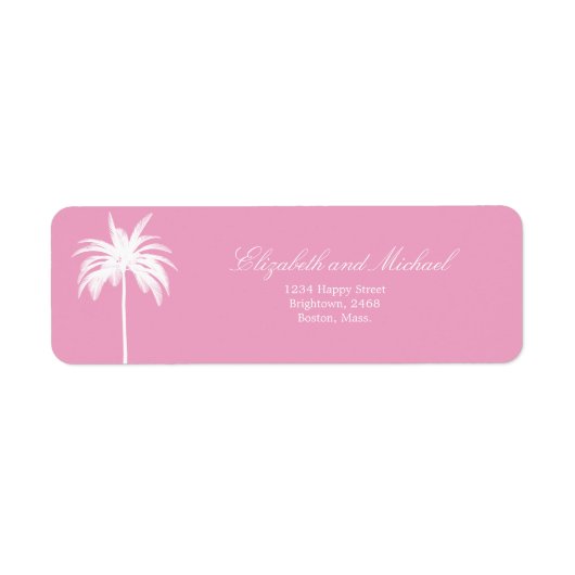 Palm Tree White Pink Elegantes Modern Chic Label (Vorne)