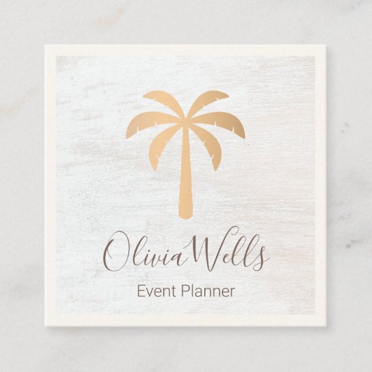Palm Tree White Wood Quadratische Visitenkarte (Vorderseite)