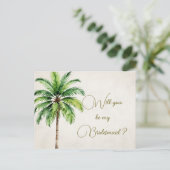 Palm Tree wirst du meine Bridesmaid sein Einladungspostkarte (Stehend Vorderseite)