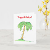 Palm Tree with Holiday Lights "Happy Holidays" Karte (Gelbe Blume)