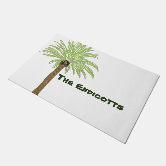 Palm Tree Zeichnend Fußmatte (Schrägansicht)