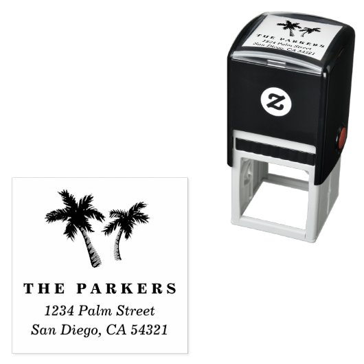 Palm Trees Address Briefmarke Permastempel (Beispiel)