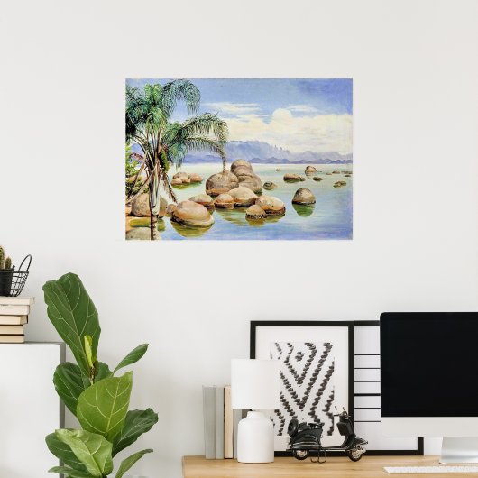 Palm Trees and Boulders, Bay of Rio, Poster (Heimbüro)