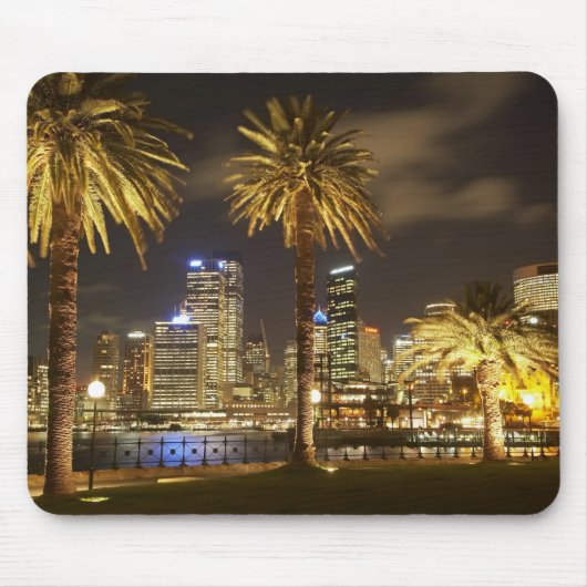 Palm Trees and CBD at Night, Sydney, New South Mousepad (Vorne)