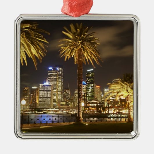 Palm Trees and CBD at Night, Sydney, New South Ornament Aus Metall (Vorne)