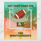Palm Trees and Football Uprights Party Weinetikett (Einzelnes Label)