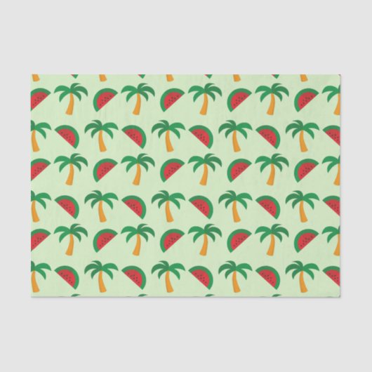 Palm Trees and Watermelon Tropical Pattern Seidenpapier (Vorderseite)