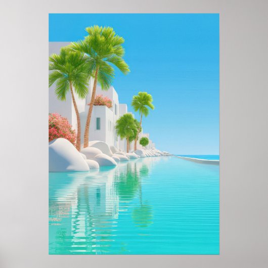 palm trees and white buildings poster (Vorne)