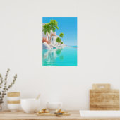 palm trees and white buildings poster (Küche)