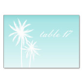 Palm Trees Aqua Wedding Tischnummer Card (Rückseite)