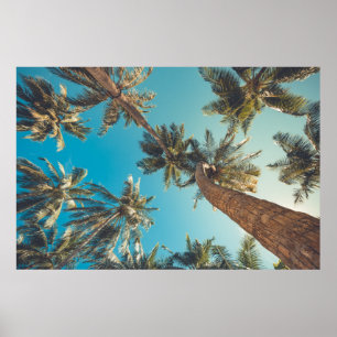 Palm Trees at Tropical Beach Vintage Poster