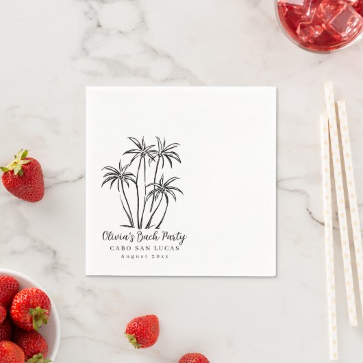 Palm Trees Bachelorette Papier Napkins, einfarbig Serviette (Beispiel)