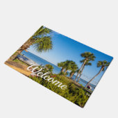 Palm Trees Bayside Morning Begrüßung Tür Fußmatte (Schrägansicht)