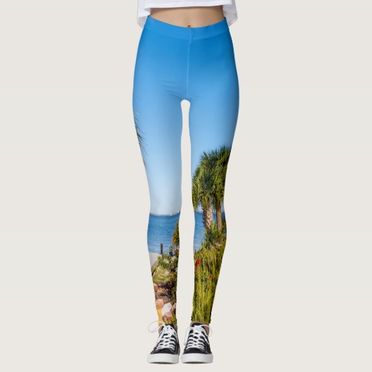 Palm Trees Bayside Morning Leggings (Vorderseite)