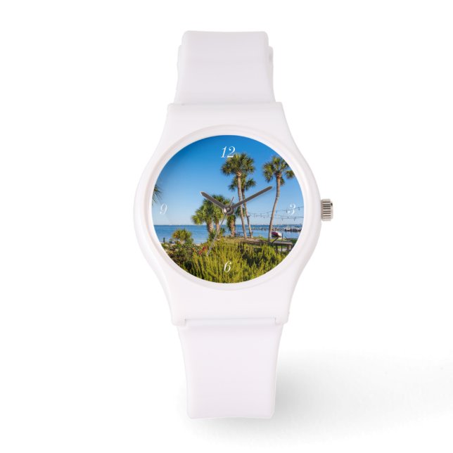 Palm Trees Bayside Morning Sporty Watch Armbanduhr (Vorderseite)