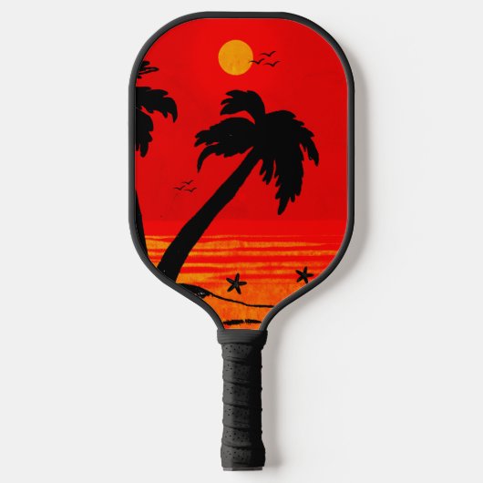 Palm Trees Beach Blazing Sun B Pickleball Schläger (Vorderseite)