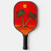 Palm Trees Beach Blazing Sun Pickleball Schläger (Rückseite)