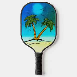 Palm Trees Beach Blue, Pickleball Schläger