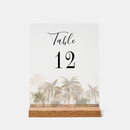 Palm Trees Beach Custom Wedding Tischnummer Acrylschild (Vorderseite)