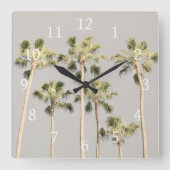 Palm Trees Beach Design 288 Pewter Green Farbe Quadratische Wanduhr (Vorderseite)