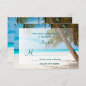 Palm Trees Beach Hochzeit in Urlaubsort RSVP Cards (Vorne/Hinten)