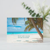 Palm Trees Beach Hochzeit in Urlaubsort RSVP Cards Karte (Stehend Vorderseite)