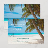 Palm Trees Beach Hochzeit in Urlaubsort RSVP Cards Karte (Vorne/Hinten)