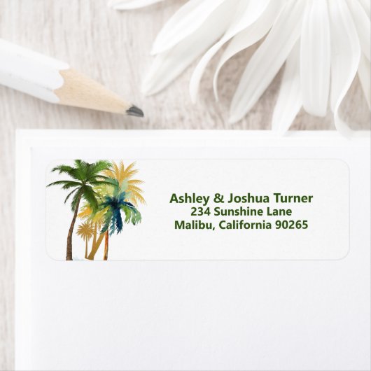 Palm Trees Beach Hochzeit Rücksendeadresse (Insitu)