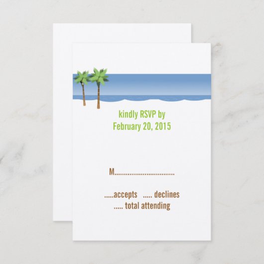 Palm Trees Beach Hochzeiten RSVP Cards (Vorne/Hinten)