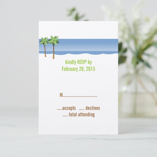 Palm Trees Beach Hochzeiten RSVP Cards (Stehend Vorderseite)
