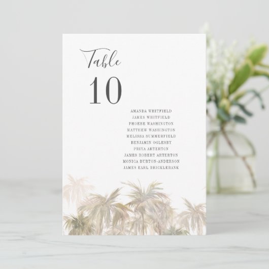 Palm Trees Beach Hochzeiten Tischnummern (Stehend Vorderseite)