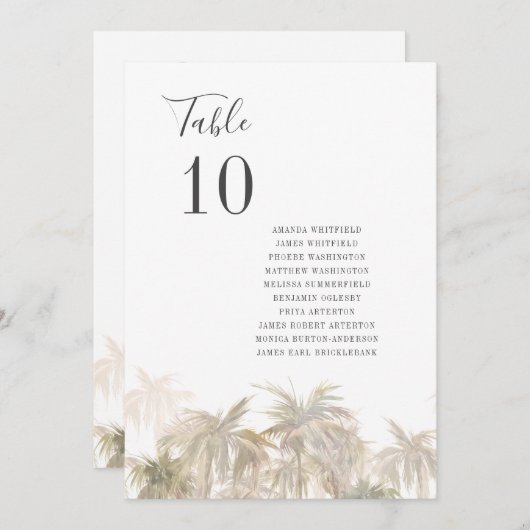 Palm Trees Beach Hochzeiten Tischnummern (Vorne/Hinten)