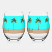 Palm Trees Beach Leben Stemless Weingläser Weinglas Ohne Stiel (Links)