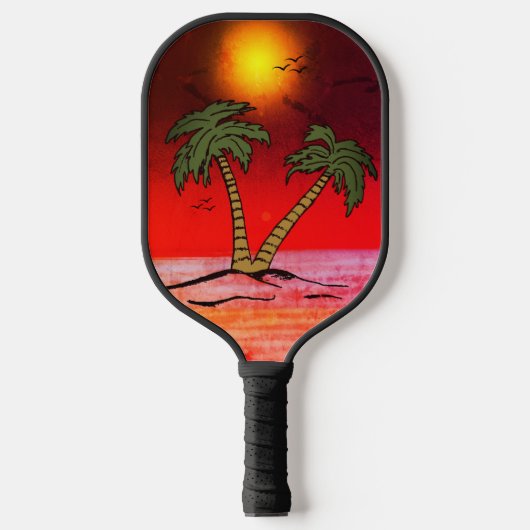 Palm Trees Beach Lila Pickleball Schläger (Vorderseite)