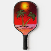Palm Trees Beach Lila Pickleball Schläger (Rückseite)