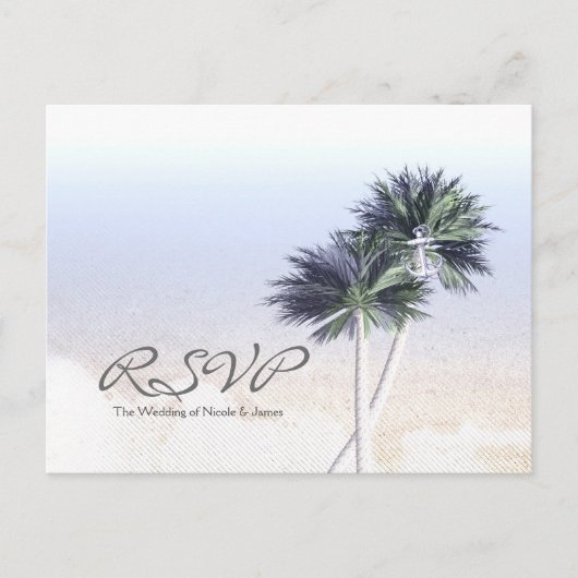 Palm Trees Beach Paradise Wedding RSVP Karten (Vorderseite)