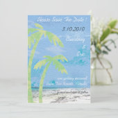 Palm Trees - Beach Save the Date Cards (Stehend Vorderseite)
