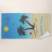 Palm Trees Beach Sommerzeit! B Strandtuch (Vorderseite)