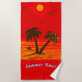Palm Trees Beach Sommerzeit! Orange Beach Handtuch