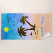 Palm Trees Beach Sommerzeit! Strandtuch (Vorderseite)