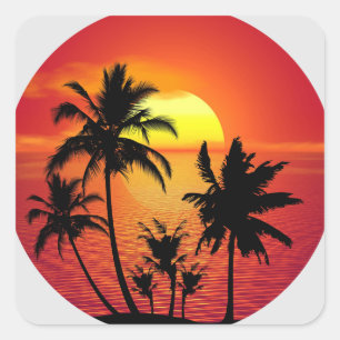 Palm Trees Beach Sunset Aufkleber