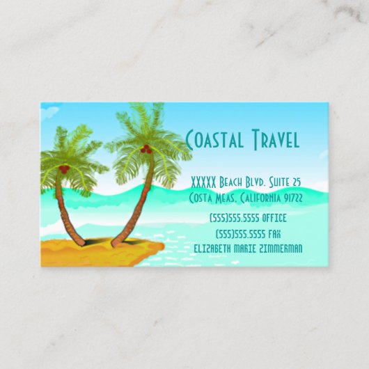 Palm Tree's Beach Template-Change Text Visitenkarte (Vorderseite)