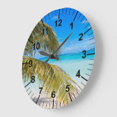 Palm Trees Beach Theme Wall Clock Große Wanduhr (Winkel)